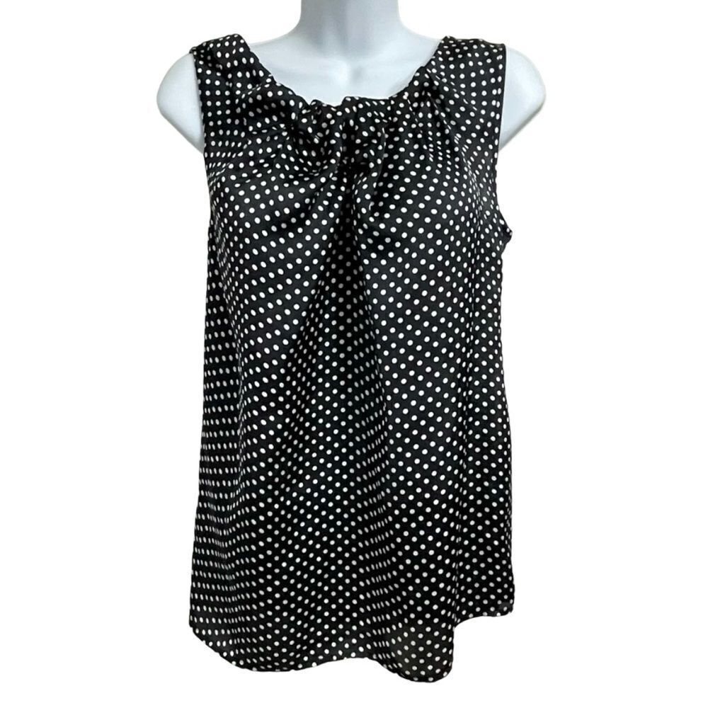 Violet & Claire Sleeveless Black And White Polkadot Blouse Size Small